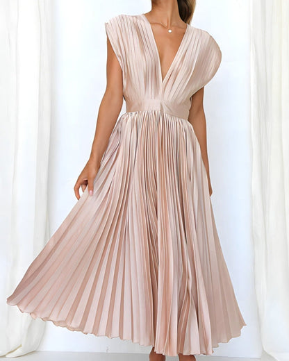 ELENA - ROBE MIDI PLISSÉE SANS MANCHE